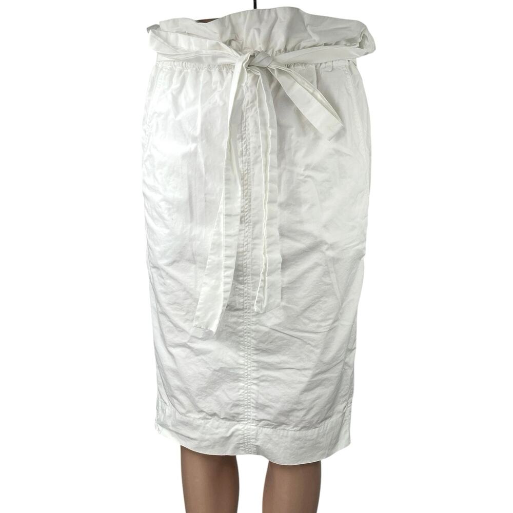 Aritzia Wilfred Le Fou Maryvonne White Straight Pencil Belted Paperbag Skirt XXS